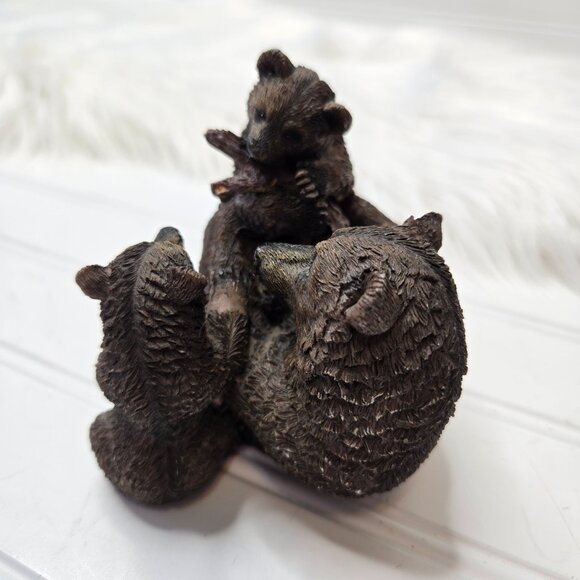 Mama Bear & Cubs Cuddling Playing Figurine Resin 4 X 4.75 X 3.25” Mother Baby - Picture 5 of 10